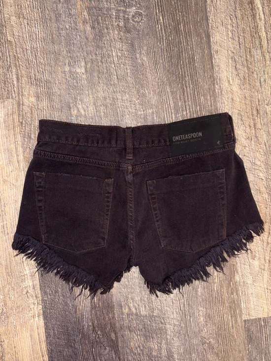 One Teaspoon Pants - OneTeaspoon Low Waist Bonita Black Distressed Frayed Denim Shorts Size
